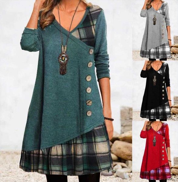 

women s autumn dress and winter casual patchwork long-sleeved for, Black;gray