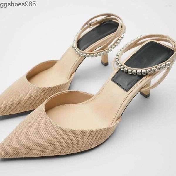 

sandals southland 2022 pointed rhinestone ankle strap elegant fairy style high heels stiletto women, Black