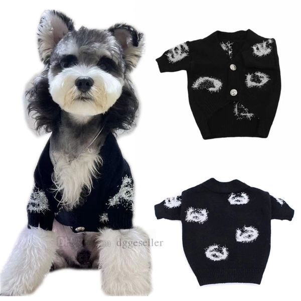 

Designer Dog Clothes Brands Dog Apparel Dogs Sweaters with Classic Letters Pattern Turtleneck Pet Cable Knit Pullover Pets Cardigan Sweater for Cold Weather s A484, Black2