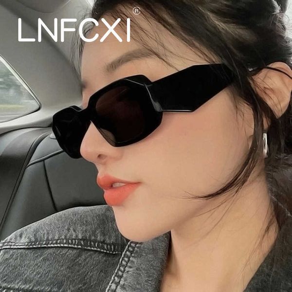 

lnfcxi small rectangle women sunglasses fashion retro brand designer square sun men classic white glasses shades uv400 1219, White;black