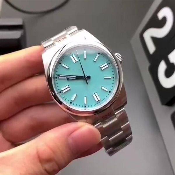 

mens watch automatic mechanical wrist watches stainless steel strap military president watch ice blue dial 40mm269d, Slivery;brown