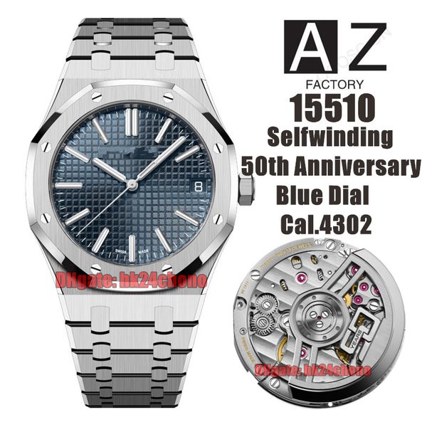 

azf watches 50th anniversary 15510st.oo.1320st.01 selfwinding 41mm cal.4302 automatic mens watch blue dial stainless steel bracelet gents wr, Slivery;brown