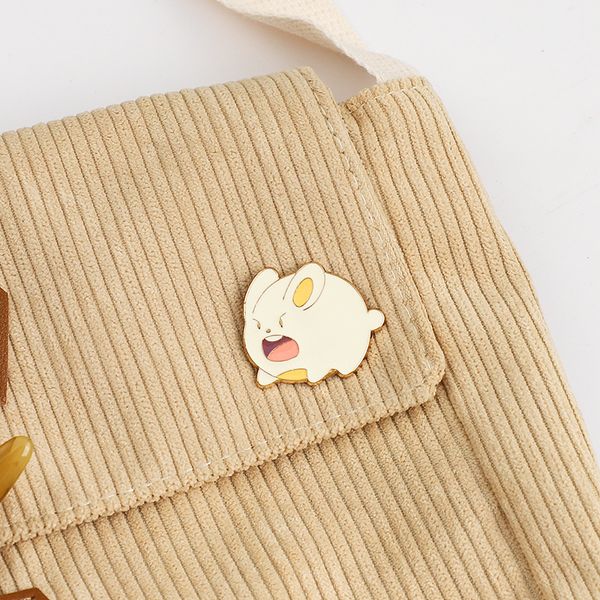 

japanese cartoon cute animal brooches for women badge gold plated angry rabbit alloy pins ins student clothes accessories, Gray