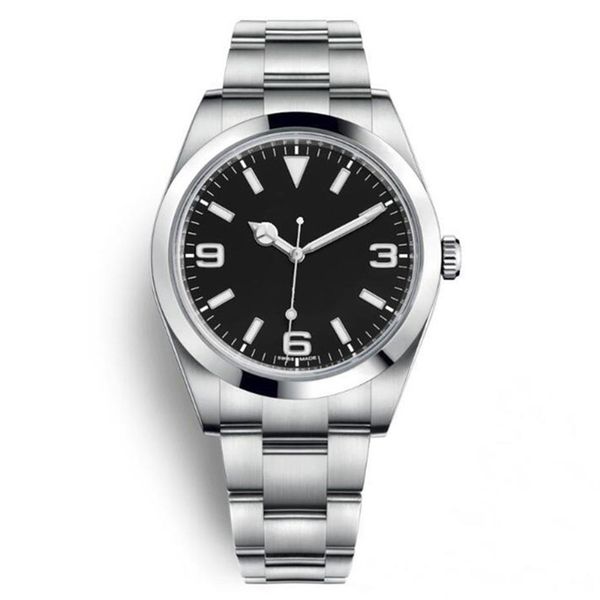 

luxury sport mens wrist watch explorer i stainless steel black arabic index 39mm 3 6 9 new lume dial oyster bracelet 214270 - bran264y, Slivery;brown