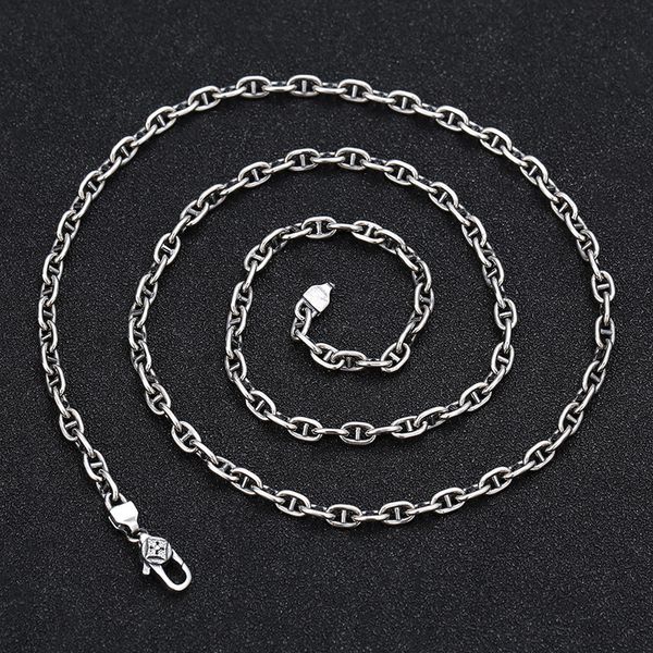 

link chain necklaces pig nose 925 sterling silver links necklace 55 60 65 70 75 cm gothic punk chains handmade fine jewelry accessories gift