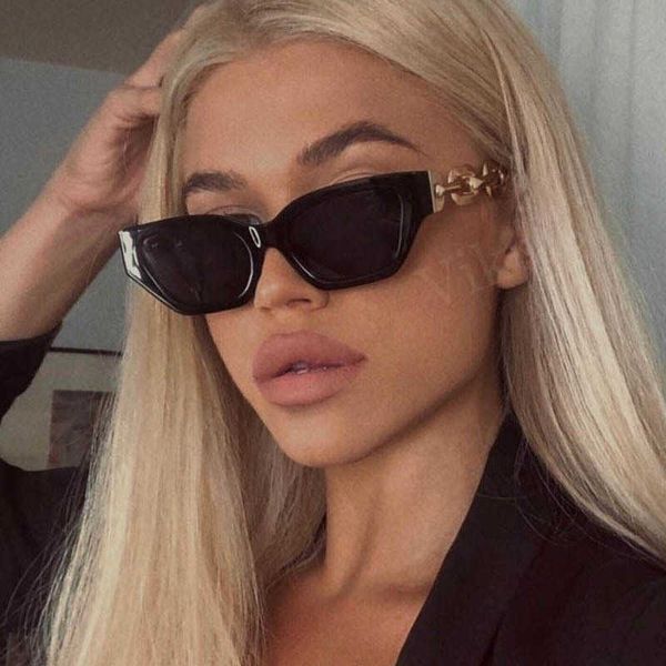 

classic design cat eye sunglasses women men traveling metal chain sun for woman square glasses oculos zonnebril dames 1219, White;black