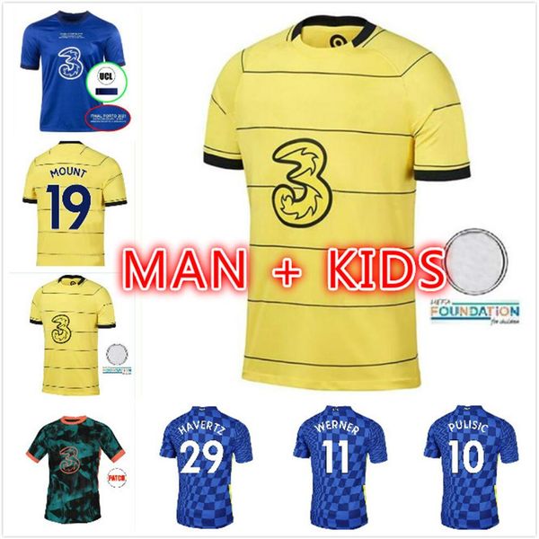 

21 22 soccer jerseys arrizabalaga havertz mount rudiger jorginho abraham barkley kante giroud pulisic 2021 2022 football full shir236r, Black;yellow