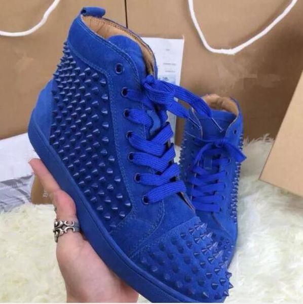 

christians red bottomed wholesale new men casual shoes for men sneakers suede leather flat spike studs men fla nuf, Black