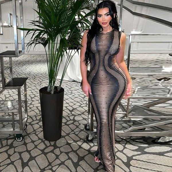 

style womens clothing summer dresses fashion printed slim round neck sleeveless, Black;gray