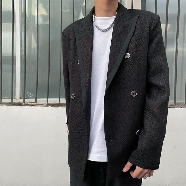 

2022 men's suit cashmere coat black wedding jacket slim fashion costume singer stage costume, White;black