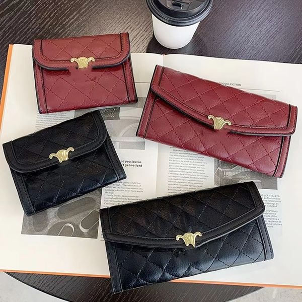 

designer women's wallets fashion ringer small spice coin purse new multi - slot three fold wallet, Red;black