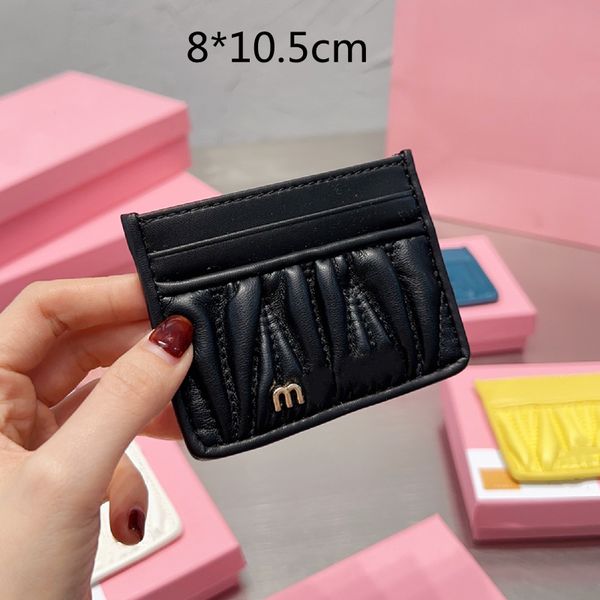 

mini pleated wallets designer wallet card holder woman sheepskin purse luxury handbags pocket purses clutch holders 5 colors 5a, Red;black