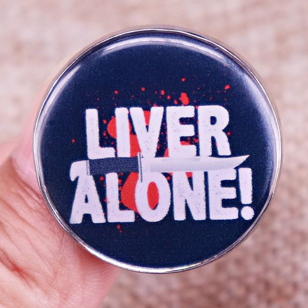 

liver alone pin scream badge terror brooch hat backpack decorative accessories, Blue