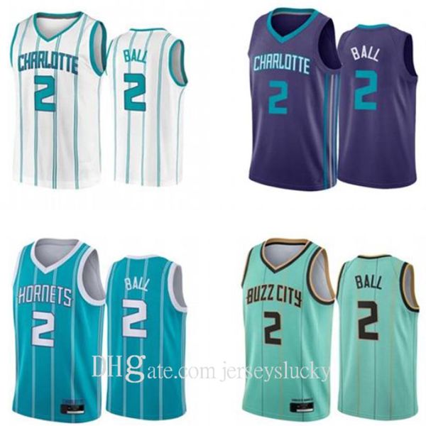 

2021 mens basketball jerseycharlottehornetslamelo ball #2 mint green city association teal 100% stitched size s-2xl286f, Black;red