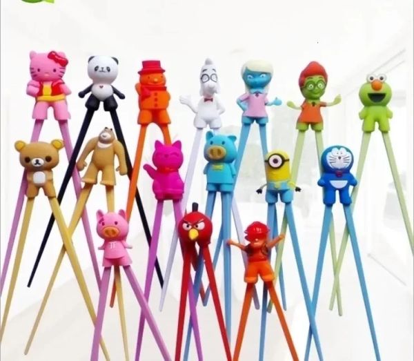 

chopsticks 100 pair mixed colors cartoon kids children gift study exercise silicone head wholesale
