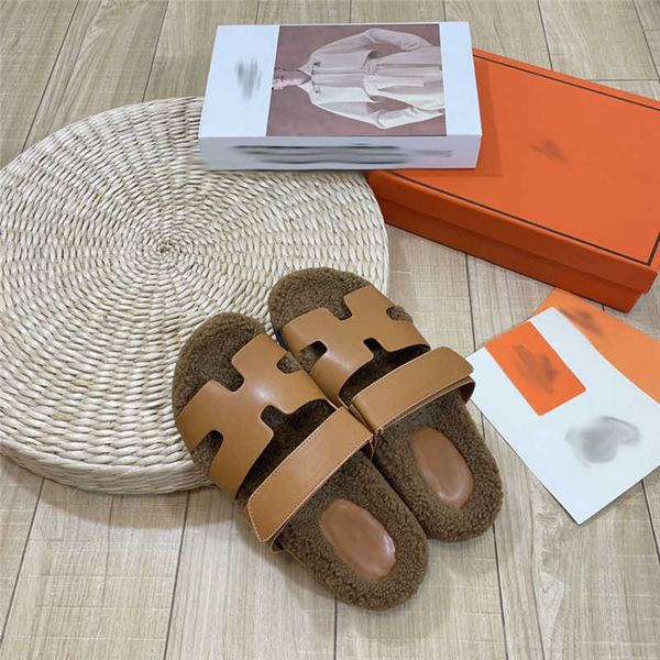 

pantoufle woolen slipperss women wear fashionable flat comfortable, Black