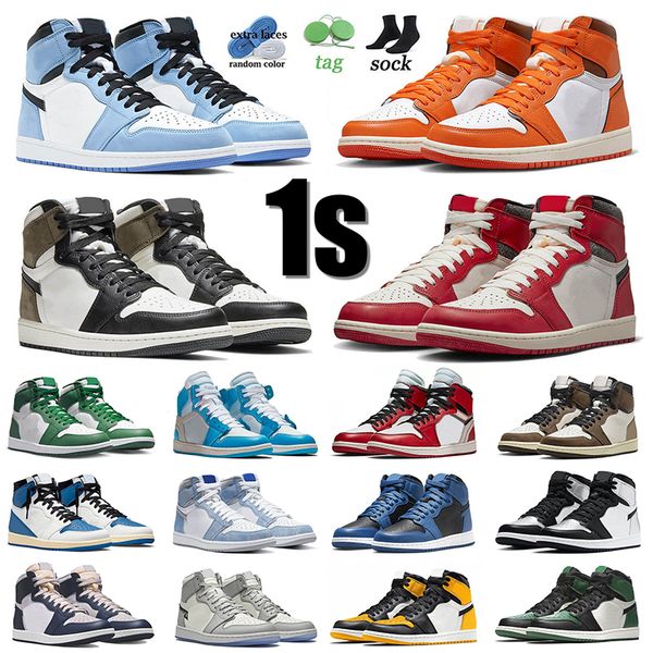 

1s og basketball shoes university blue jumpman 1 sneakers dark mocha starfish lost found unc ts x fragment hyper royal taxi georgetown mens, White;red