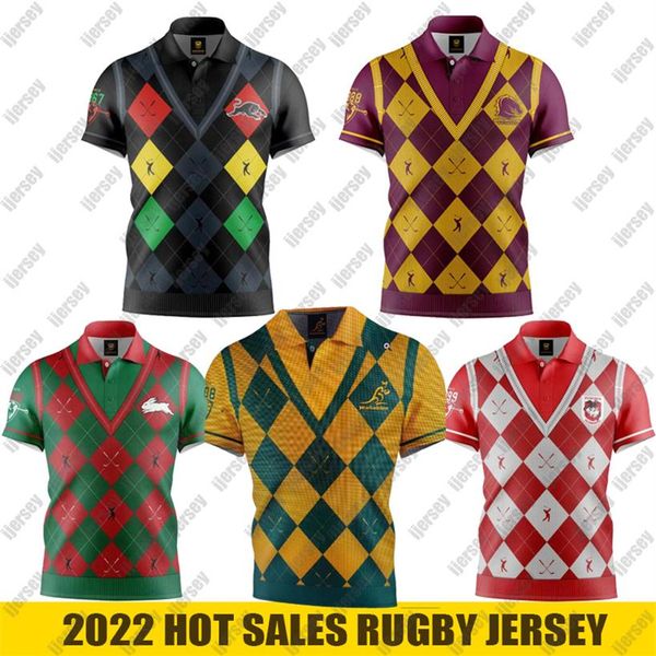 

australia golf men's short-sleeved t-shirt polo shirt brisbane broncos golf clothing penrith panthers summer new style208y, Black;blue