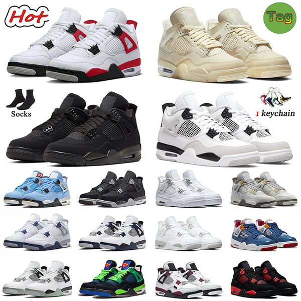 

jumpman 4 mens basketball shoes pn dust fire red cement 4s black white military canvas jordn iv women men sneakers sail white oreo cactus ja
