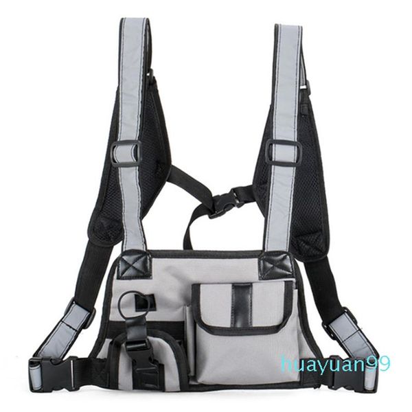 

new-chest harness holster walkie talkie pouch bag sports outdoor reflective strip adjustable oxford cloth packe278u