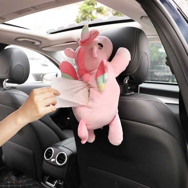 

car tissue box cute unicorn toon in-car paper towel cover decoration creative armrest t221219