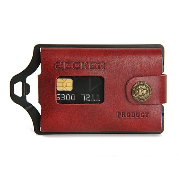 

slim wallet new credit card wallet men leather metal minimalist edc travel front pocket wallet for notes and cards by zeeker188u, Brown;gray