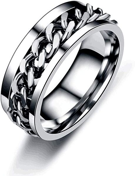 

men women silver stainless steel ring cool titanium fashion ring chain rings
