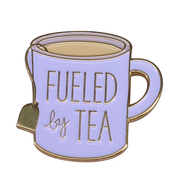 

fueled tea lapel enamel pins brooch collecting cup cartoon metal badges men women backpack collar fashion jewelry gifts adorn, Blue