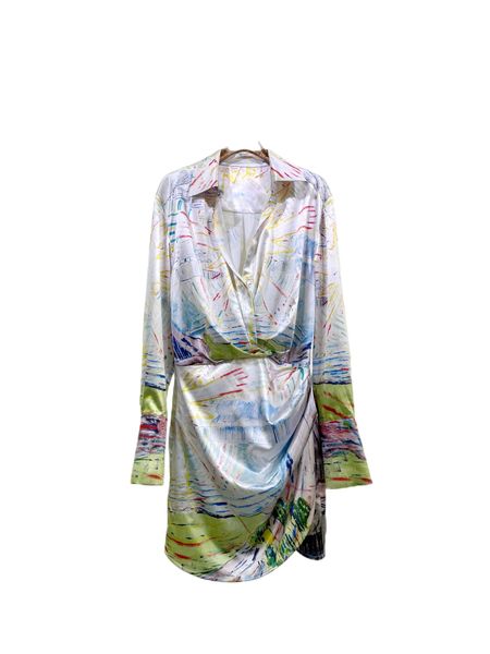 

autumn and winter temperament senior latest pleated print dress, Black;gray
