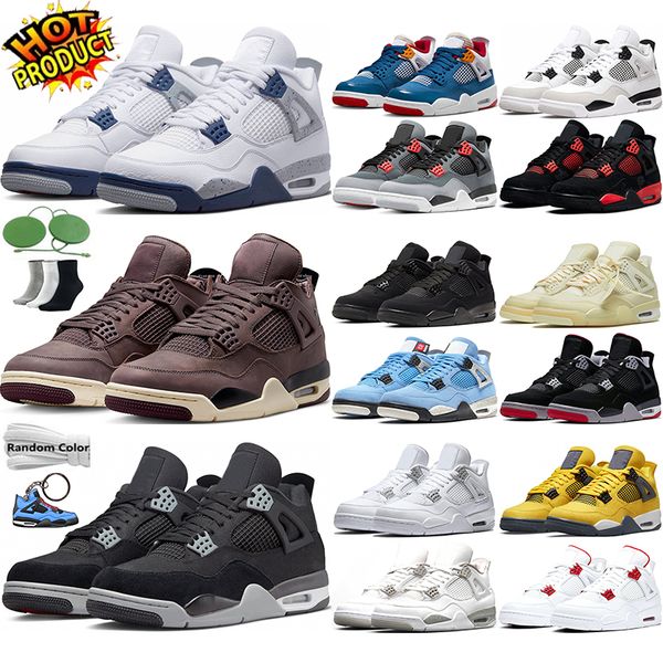 

jumpman 4 4s basketball shoes violet ore midnight navy red thunder sail black cat pure money university blue white oreo orange metallic mens