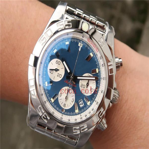

uality wristwatches 44mm chronomat blackeye blue on bracelet - ab011011 cal 7750 movement automatic transparent mechanical men316s, Slivery;brown