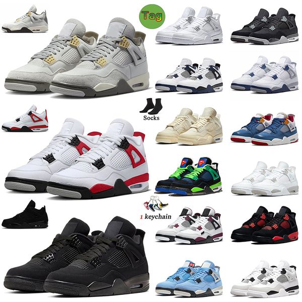 

4s red cement for women mens basketball shoes jumpman 4 pn dust military black cat canvas j4 sport sneakers midnight navy university blue me