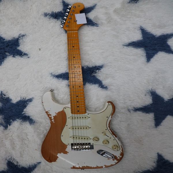 

old wood grain maple fingerboard high-end pickup six string electric guitar rock