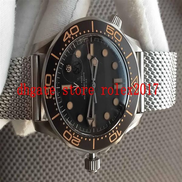 

men's vs luxury mens 007 no time todie james bond cal 8806 titanium watch waterproof mens 42mm strap dive 300m watches260u, Slivery;brown