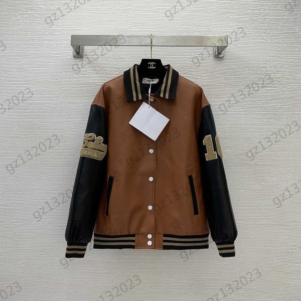 

womens jacket texture of lambskin towel velvet digital embroidery striped lapel jacket button flap contrasting colors long sleeve coats wome, Black;brown