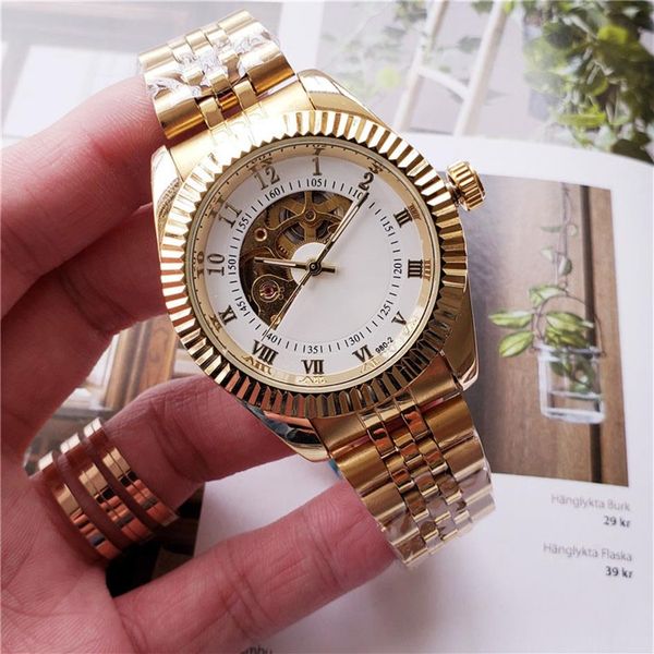 

40mm automatic mechanical glide smooth mens watch alloy strap wristwatches male clocks reloj242r, Slivery;brown