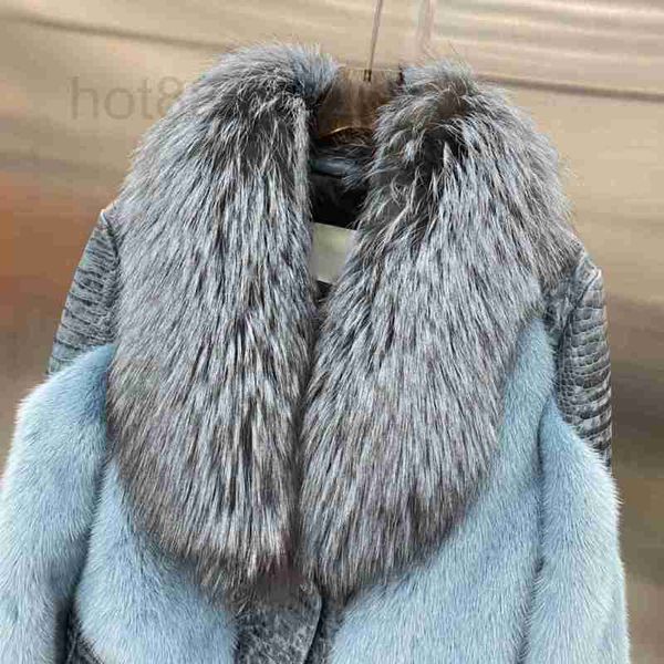 

women's fur & faux designer winter new temperament commuter mink splice fox coat women pz60, Black
