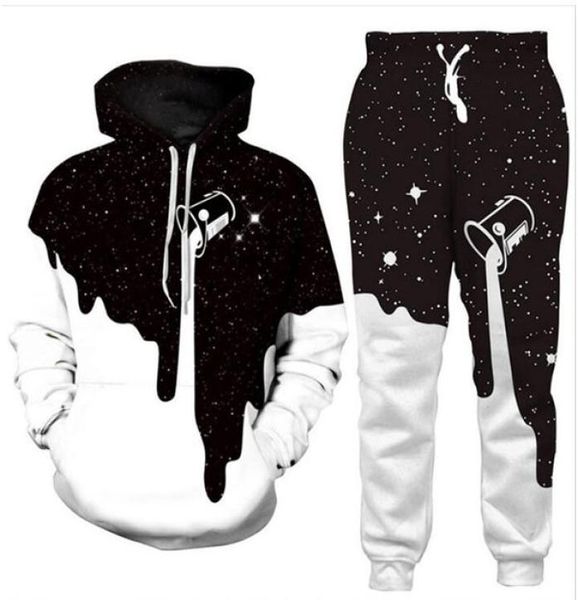 

new menwomens space galaxy milk dripping funny 3d print fashion tracksuits hip hop pants hoodies t0129264792, Gray