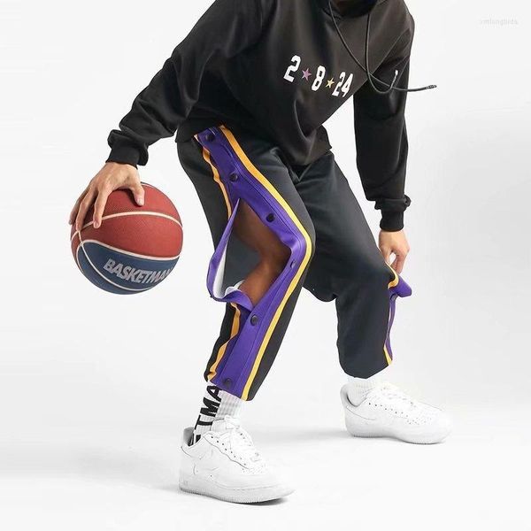 

men's pants buttoned basketball trousers summer loose-fitting casual sports training, Black