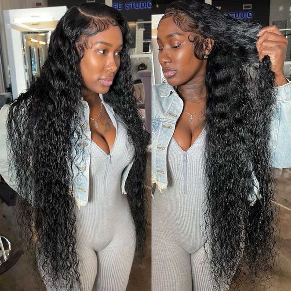 

lace wigs water wave front hd frontal brazilian for women human hair 13x4 deep closure 221216, Black;brown