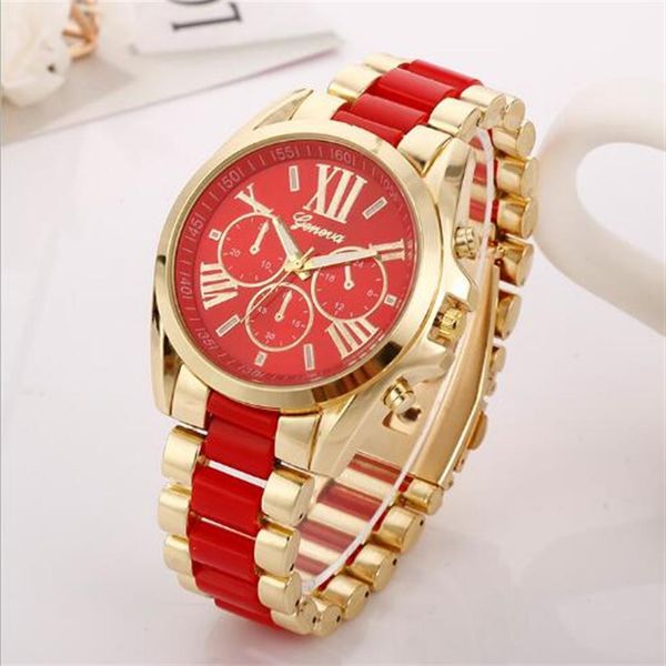 

new famous brand men's big dial geneva casual quartz watch men full stainless steel watches relogio masculino cl219f, Slivery;brown