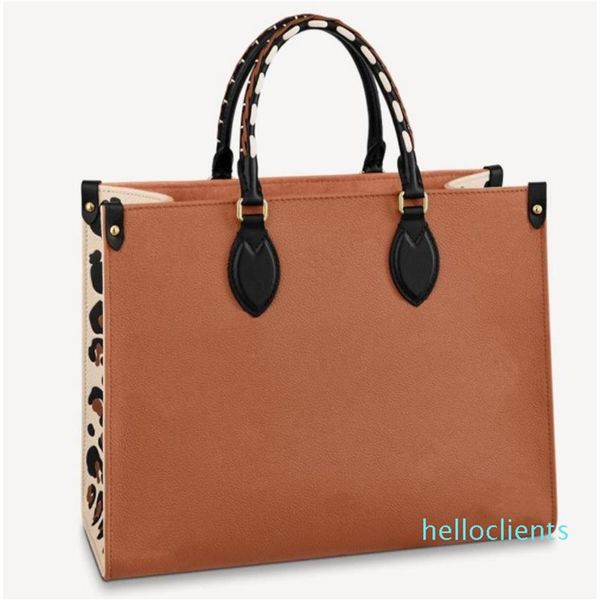

2022 fashion womens bag outdoor ladies shopping bags totes bags classic logo embossed cheetah print design large capacity 35cm hig2876
