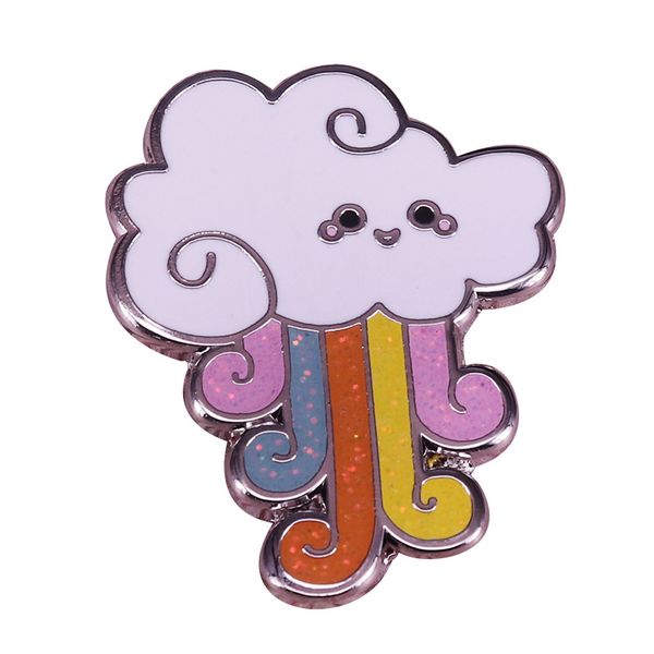 

beautiful cloud rainbow lapel brooch collect metal pins backpack collar hat bag adorn cartoon badges fashion jewelry gifts, Blue
