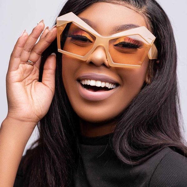 

large irregular candy frame sunglasses women fashion luxury oversized sun glasses 2021 new retro rhombus shades for female uv400 1219, White;black