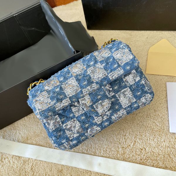 

cc bags luxury brand shoulder bags womens sequins blingbling check bags clasic mini flap gold metal matelasse chain crossbody shoulder handb