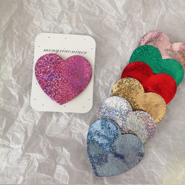 

16057 baby kids maternity hair accessories leather glitzy laser bow love girls hair clip heart barrettes for children hairclip headwear, Slivery;white