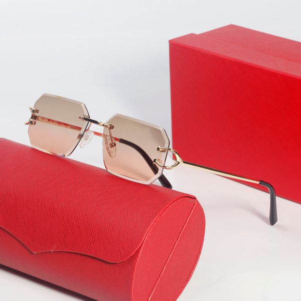 

pink sunglasses for women mens designer glasses oversized fashion retro vintage 41mm frameless lunettes woman polarized eyewear carti metal, White;black