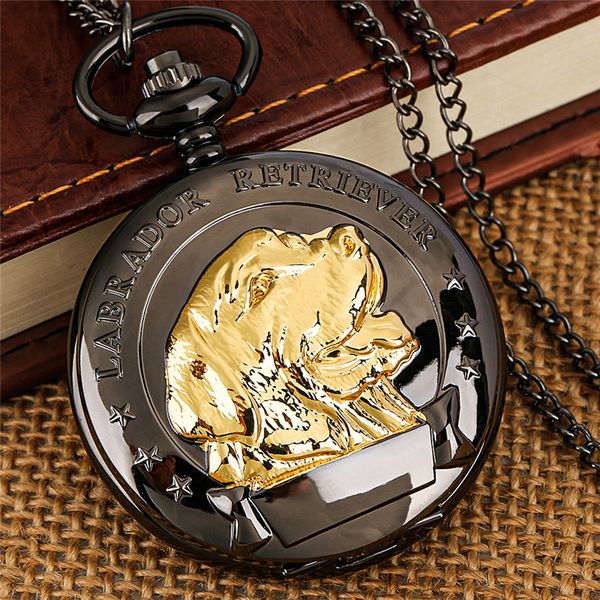 

classical labrador retriever design watches animal pet dog case roman number quartz analog pocket watch with chain gift reloj, Slivery;golden