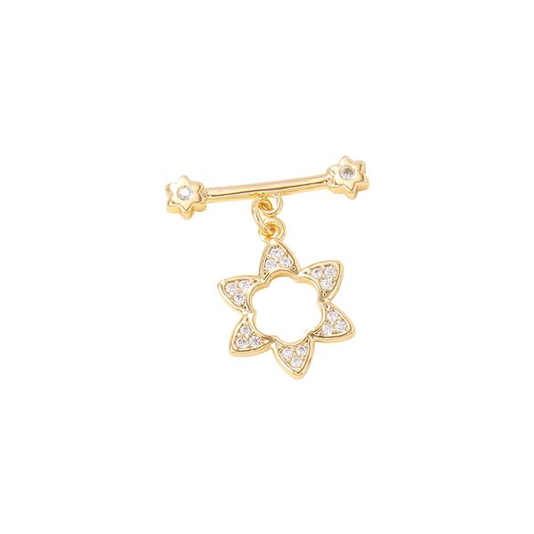 

gold plated zircon paved flower toggle clasps necklace toggle clasp diy jewelry making supplies