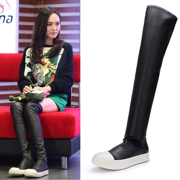 

casual women's rick shoes medium leather muffin ro owens skinny over the knee boot